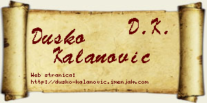 Duško Kalanović vizit kartica